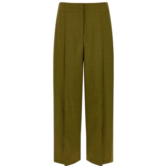 245$ Theory Deep Pleated Wide Pants in City Twill Women's Size 6 Avocado Green - Picture 2 of 2